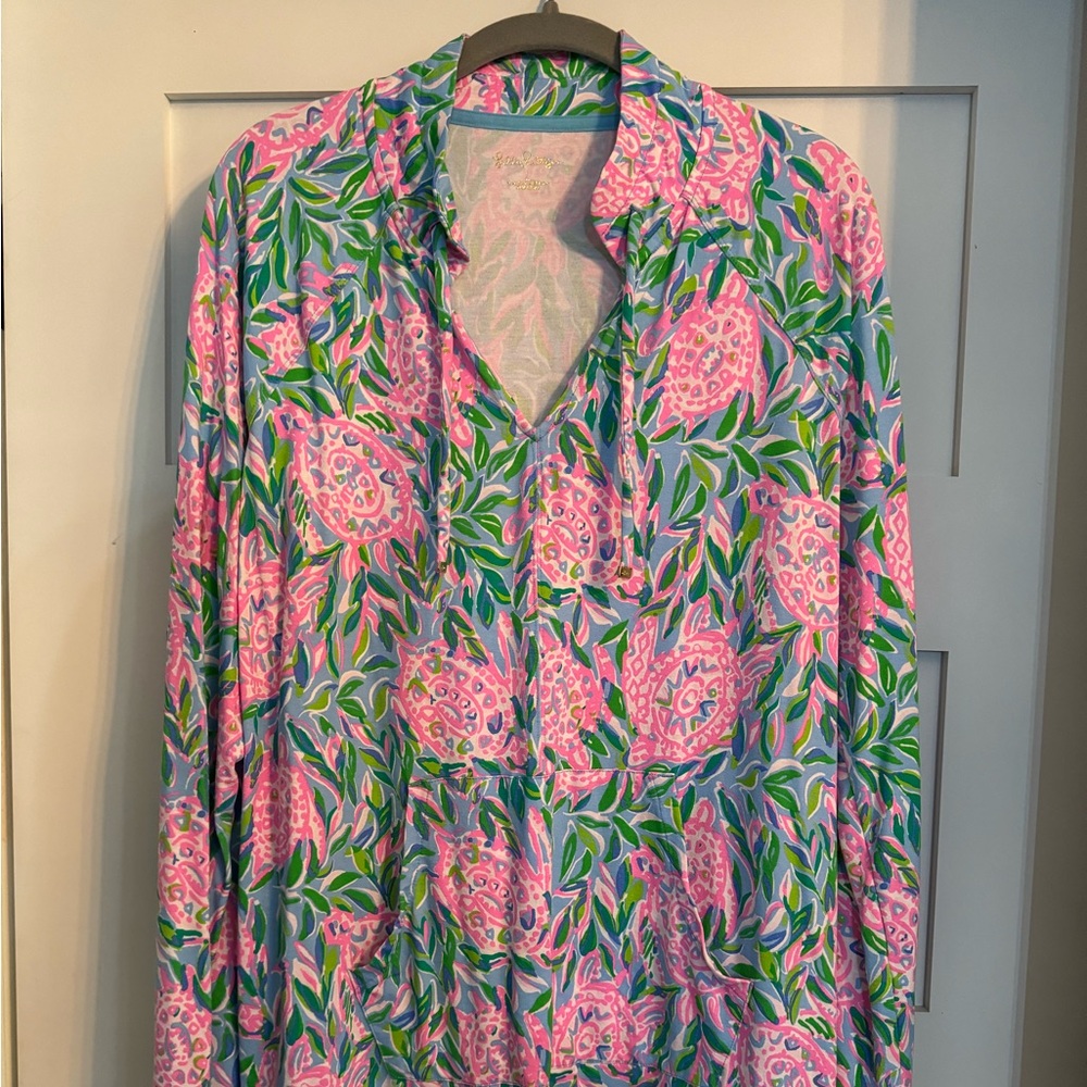 Lilly Pulitzer Pink and Green Patterned Hoodie